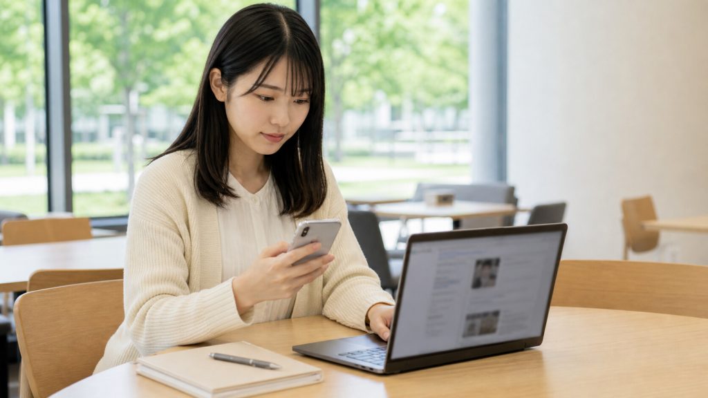 コンサル系インターン求人をスマホとパソコンで比較する学生