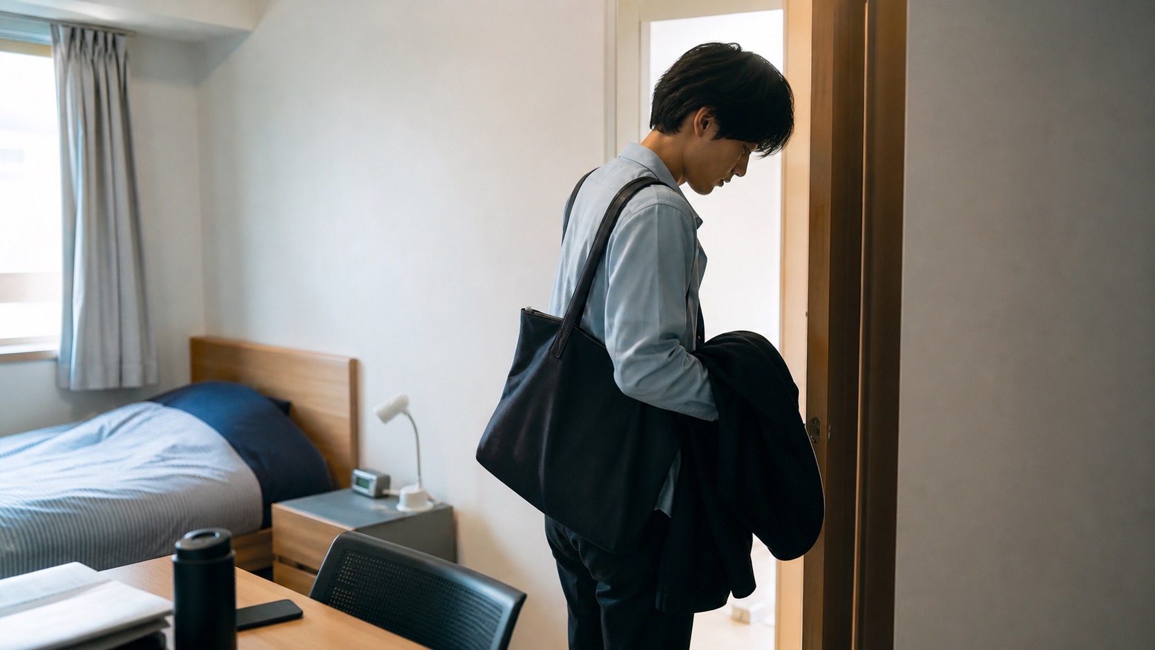 インターンへ出発する準備をする学生