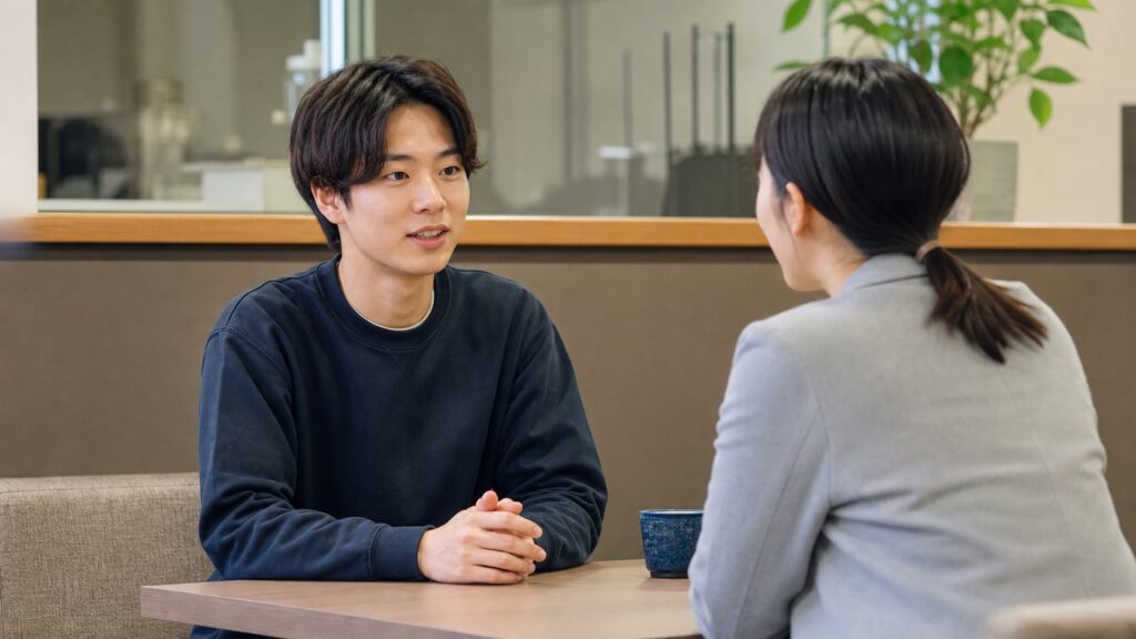 長期インターンの仕事内容を相談する学生