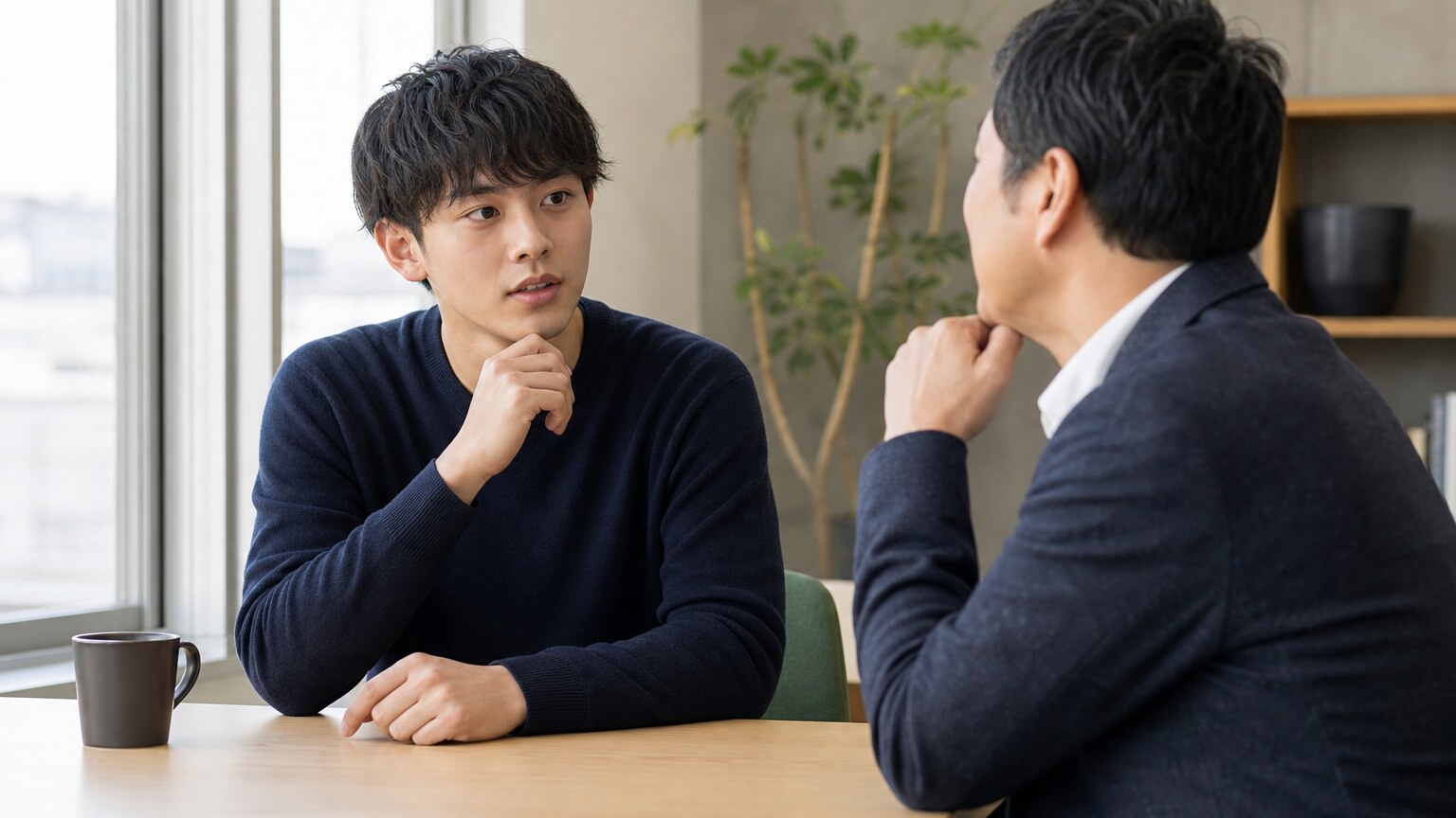物流インターンの勤務条件を指導役に相談する学生